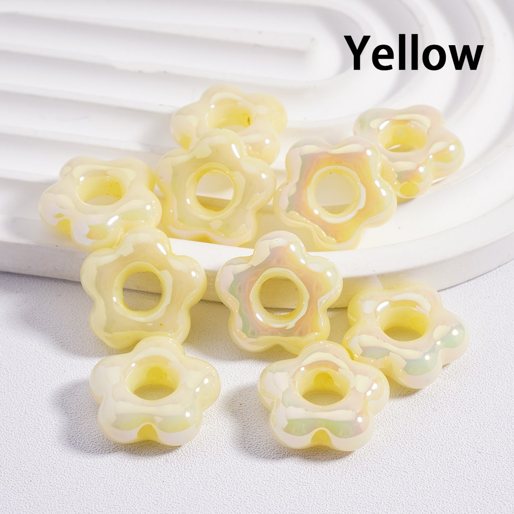 Luminous Cute Plum Blossom Flower with Large Hole Multi-Color Shiny Acrylic Beads 18*18mm Random Mix (Single Color is available for 200pcs(Whole Bag) Only)