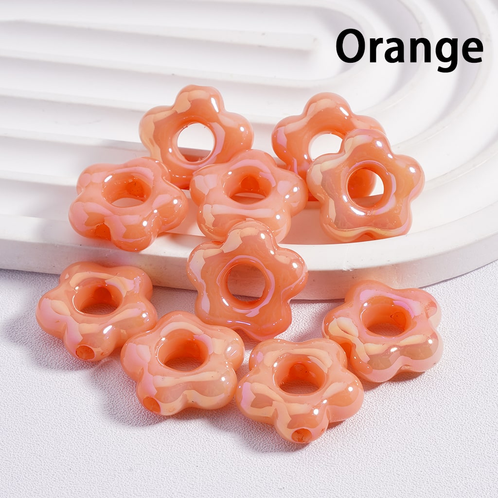 Luminous Cute Plum Blossom Flower with Large Hole Multi-Color Shiny Acrylic Beads 18*18mm Random Mix (Single Color is available for 200pcs(Whole Bag) Only)