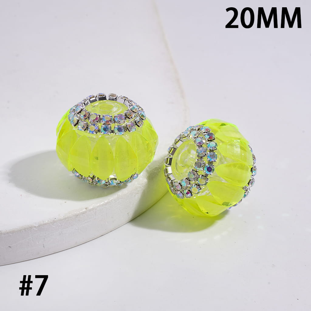 Halloween Pumpkin with AB Rhinestone Chains on Clear Background Fluorescence Color Acrylic Beads 20MM
