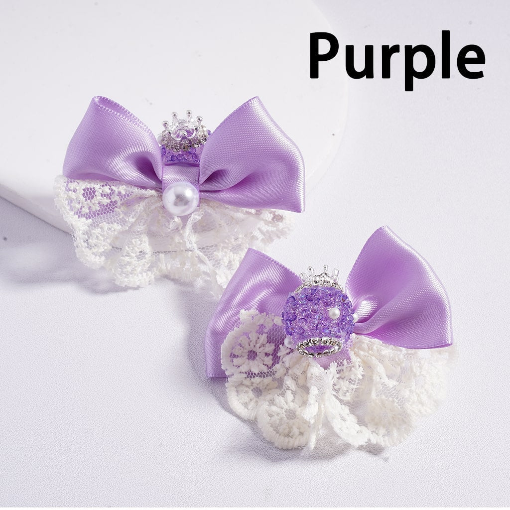 Silver Alloy Crown White Pearls with Rhinestones, Lace Bowknots Sugar Acrylic Beads