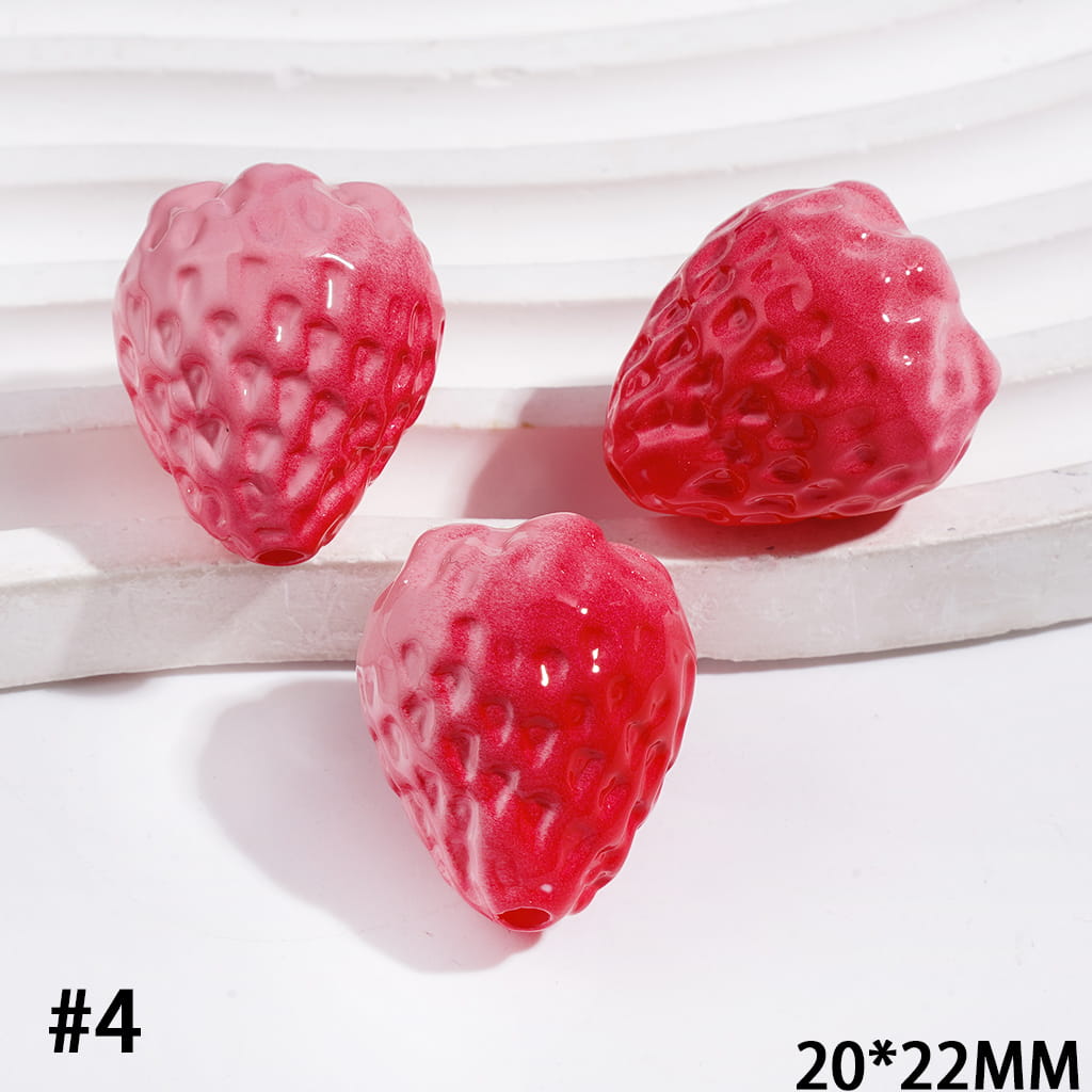 Adorable Sweet Strawberry Series Acrylic Beads, 20*22MM, Multicolor