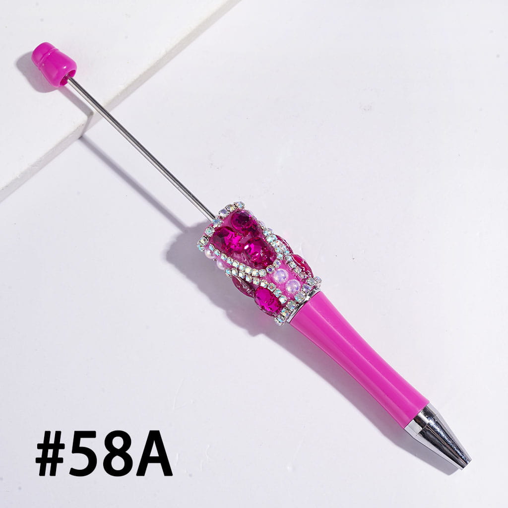 Handmade Beadable Pens with Skull Head Rhinestones and UV Coating Half-Faced Pearls, AB Rhinestone Chains, Assorted Colors, Random Mix