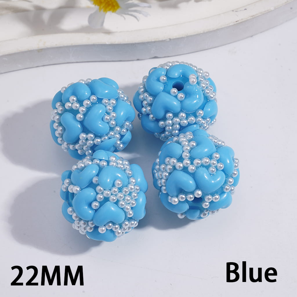 Heart Shapes with Elegant White Pearls Round Acrylic Beads 22MM Random Mix