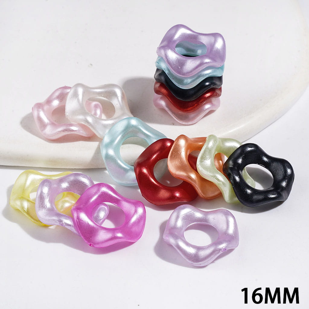 Multicolor Wavy-Edge Acrylic Bead Cages for DIY Jewelry, 16mm