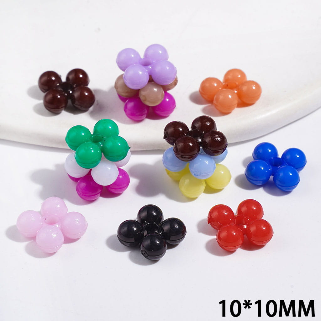 Colorful Four-Petal Flower Acrylic Spacer Beads for DIY Jewelry, 10mm