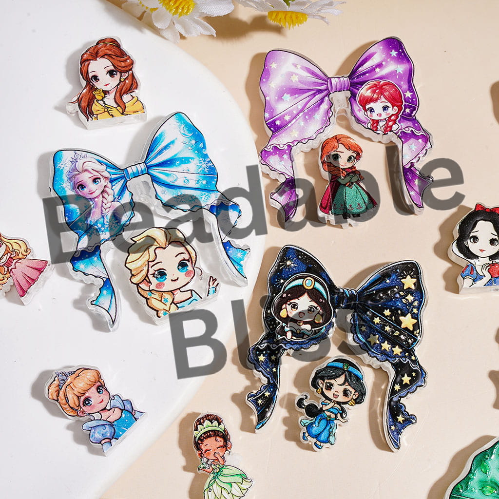 Mini Beautiful Princess Character Series Acrylic Beads Bow and Decoration, Random Mix (Please Read Description)