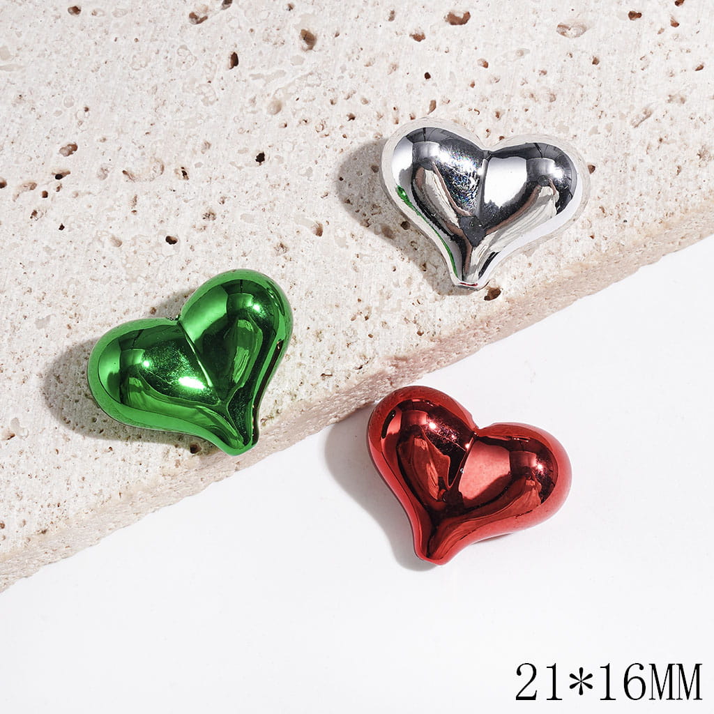 Metallic Finish Peach Heart Acrylic Beads, Multicolor 21×16MM, Random Mix (Can't Used for the Pen)