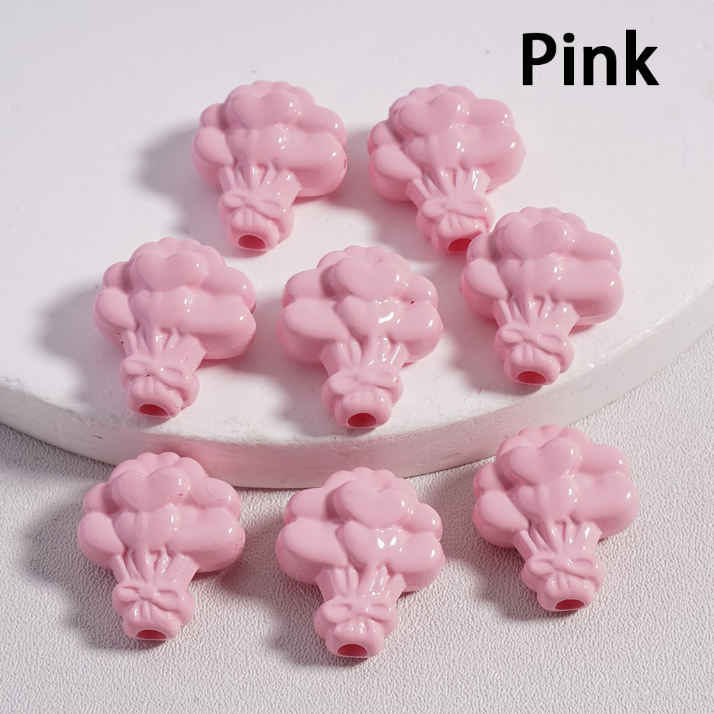 Floral Flower Heart Print Bouquet Solid Color Acrylic Beads 16*18MM 16*18MM (Single Color is available for 300pcs(Whole Bag) Only)