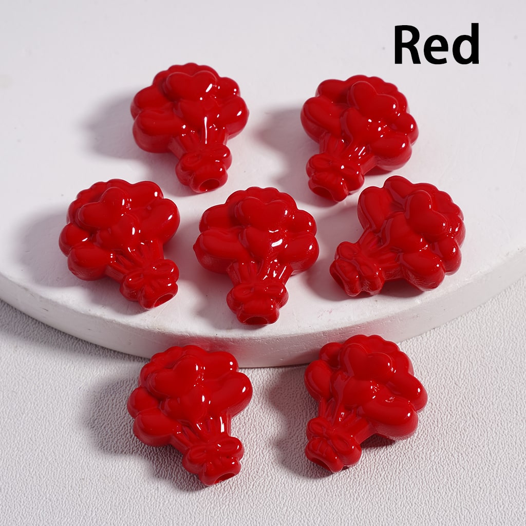 Floral Flower Heart Print Bouquet Solid Color Acrylic Beads 16*18MM 16*18MM (Single Color is available for 300pcs(Whole Bag) Only)