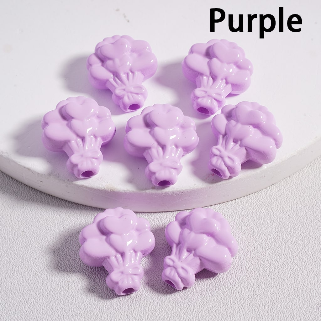 Floral Flower Heart Print Bouquet Solid Color Acrylic Beads 16*18MM 16*18MM (Single Color is available for 300pcs(Whole Bag) Only)