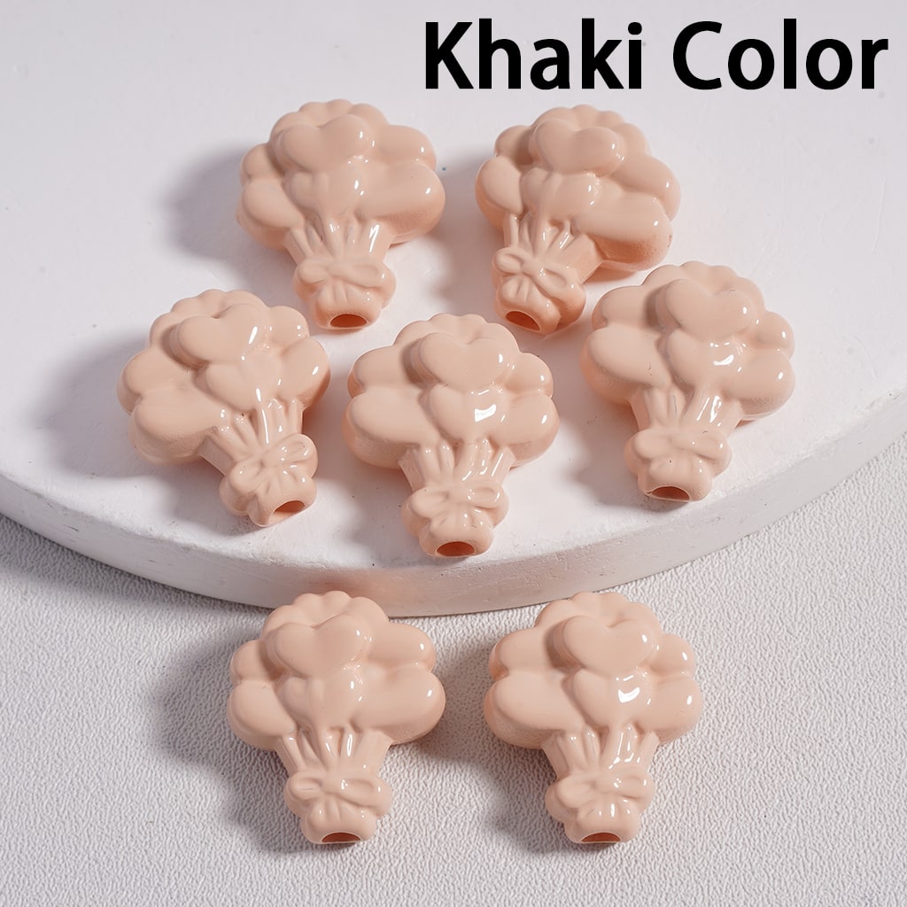 Floral Flower Heart Print Bouquet Solid Color Acrylic Beads 16*18MM 16*18MM (Single Color is available for 300pcs(Whole Bag) Only)