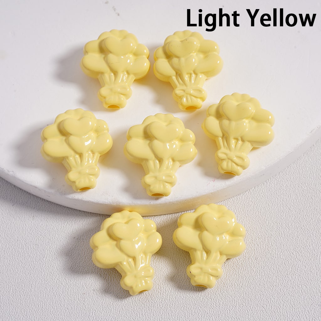 Floral Flower Heart Print Bouquet Solid Color Acrylic Beads 16*18MM 16*18MM (Single Color is available for 300pcs(Whole Bag) Only)
