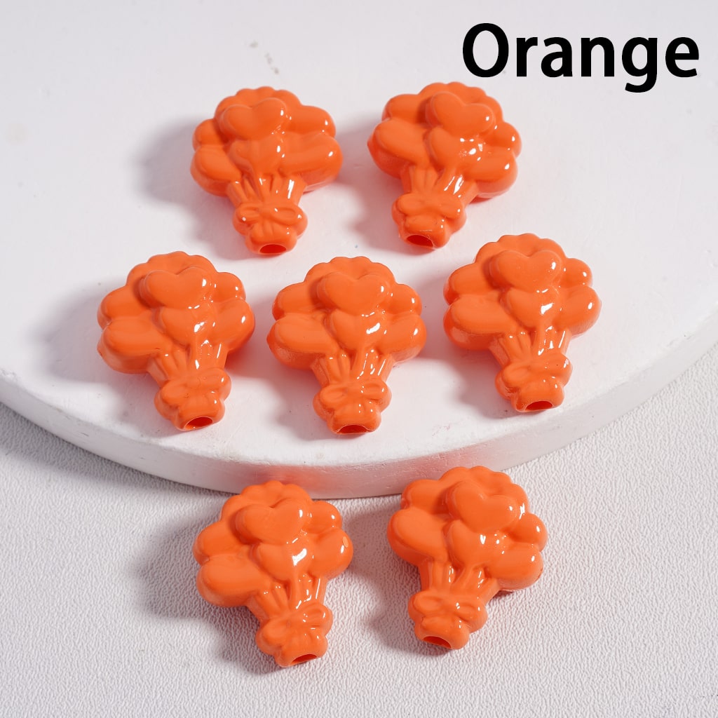 Floral Flower Heart Print Bouquet Solid Color Acrylic Beads 16*18MM 16*18MM (Single Color is available for 300pcs(Whole Bag) Only)