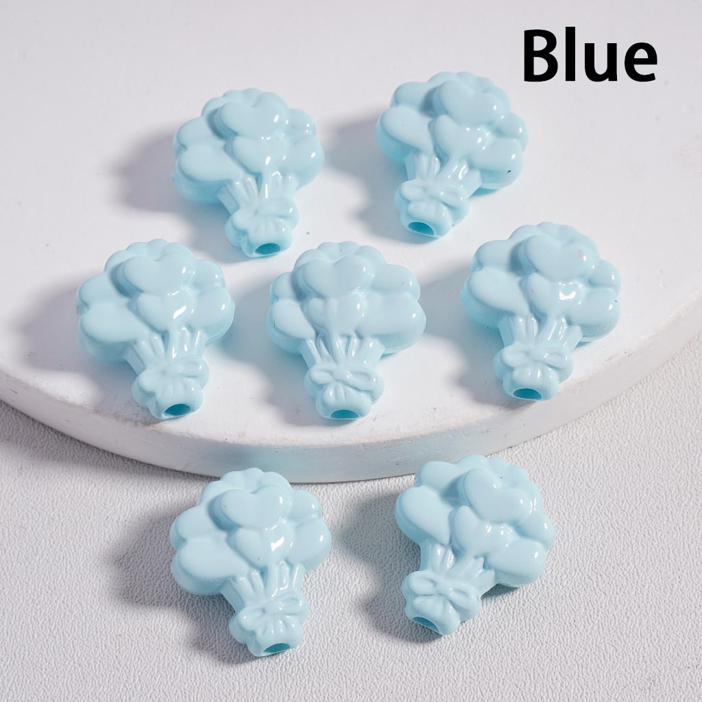 Floral Flower Heart Print Bouquet Solid Color Acrylic Beads 16*18MM 16*18MM (Single Color is available for 300pcs(Whole Bag) Only)