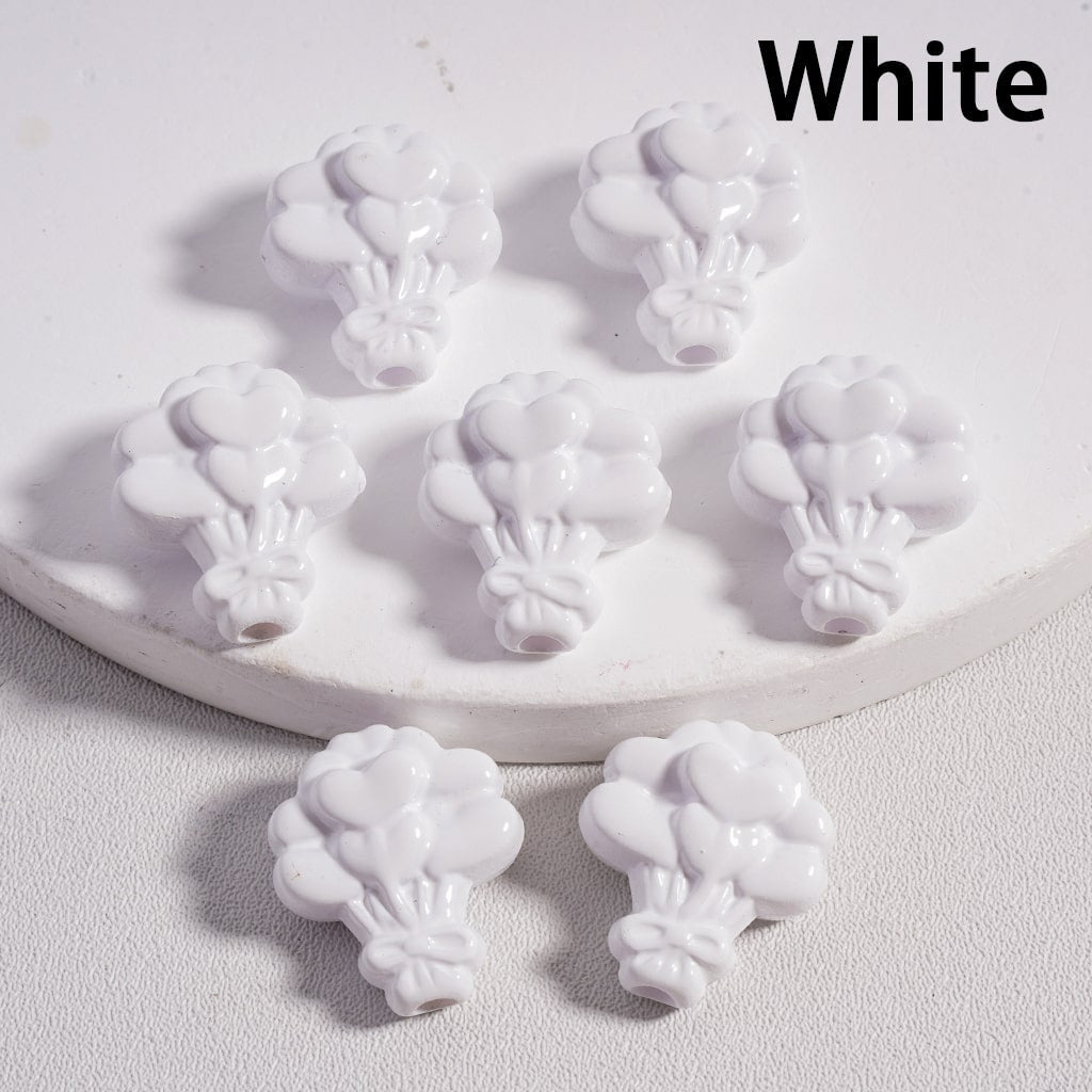 Floral Flower Heart Print Bouquet Solid Color Acrylic Beads 16*18MM 16*18MM (Single Color is available for 300pcs(Whole Bag) Only)