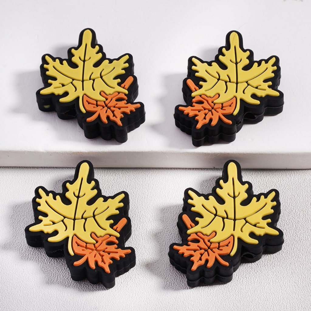 Cute Maple Leaf Thanksgiving Day Edition Silicone Focal Beads