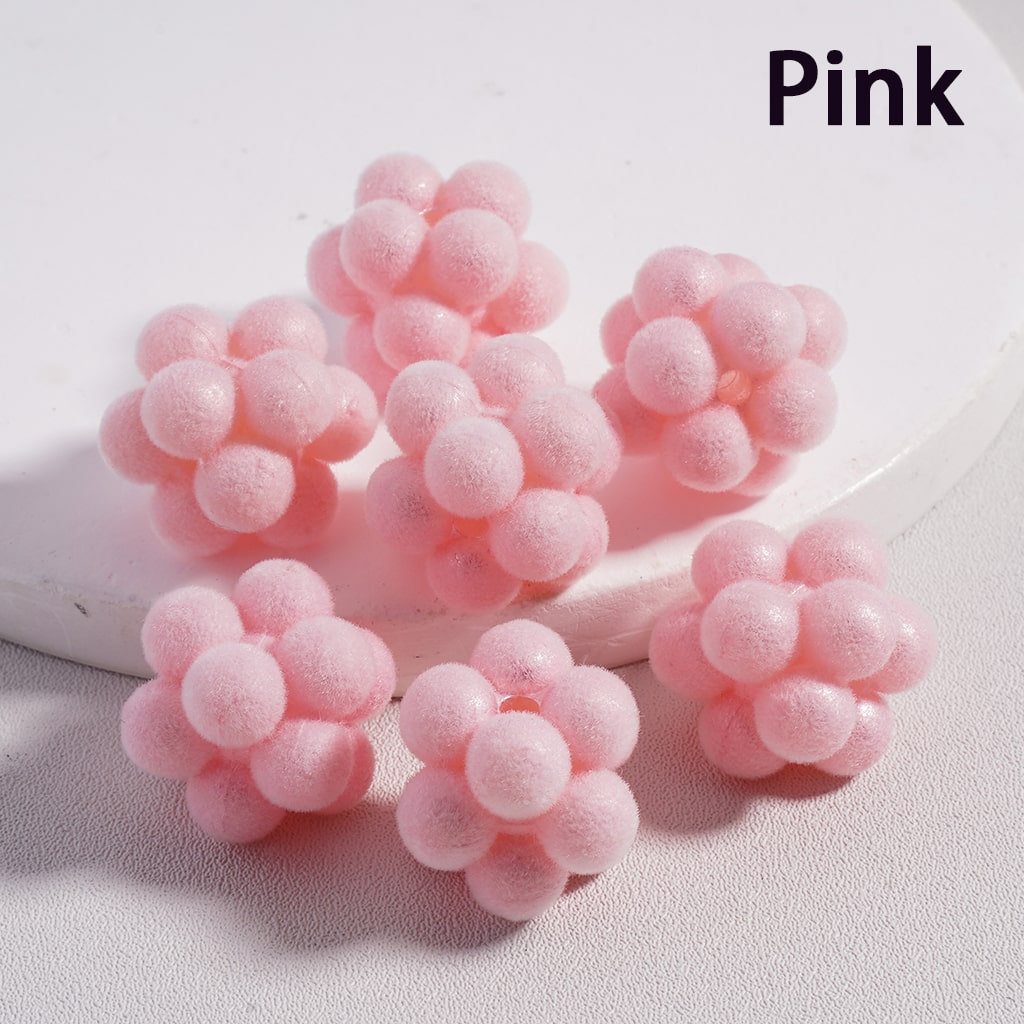 Flocked Fluffy Bayberry Ball Multi-Color Round Acrylic Beads 20MM (Single Color is available for 200pcs(Whole Bag)Only)