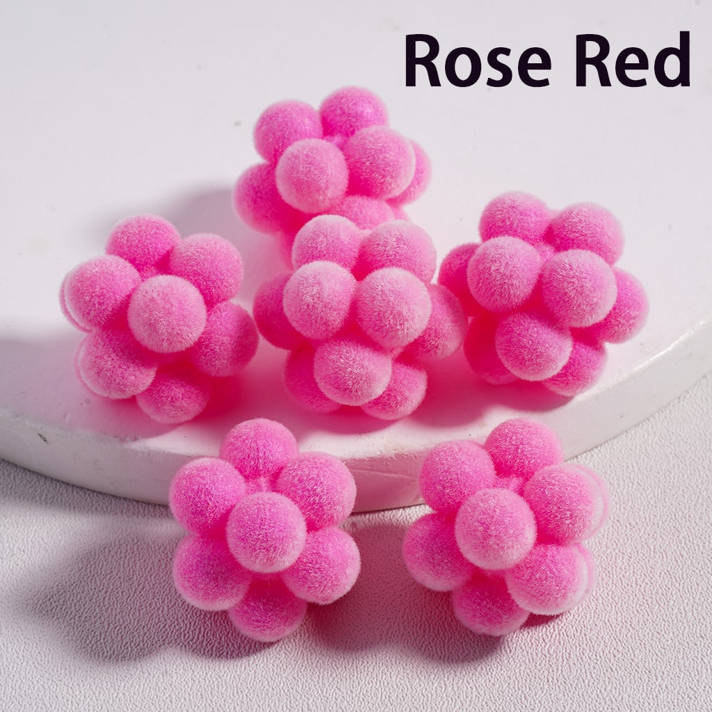 Pink foam flower clips on a white background with 'Rose Red' text.