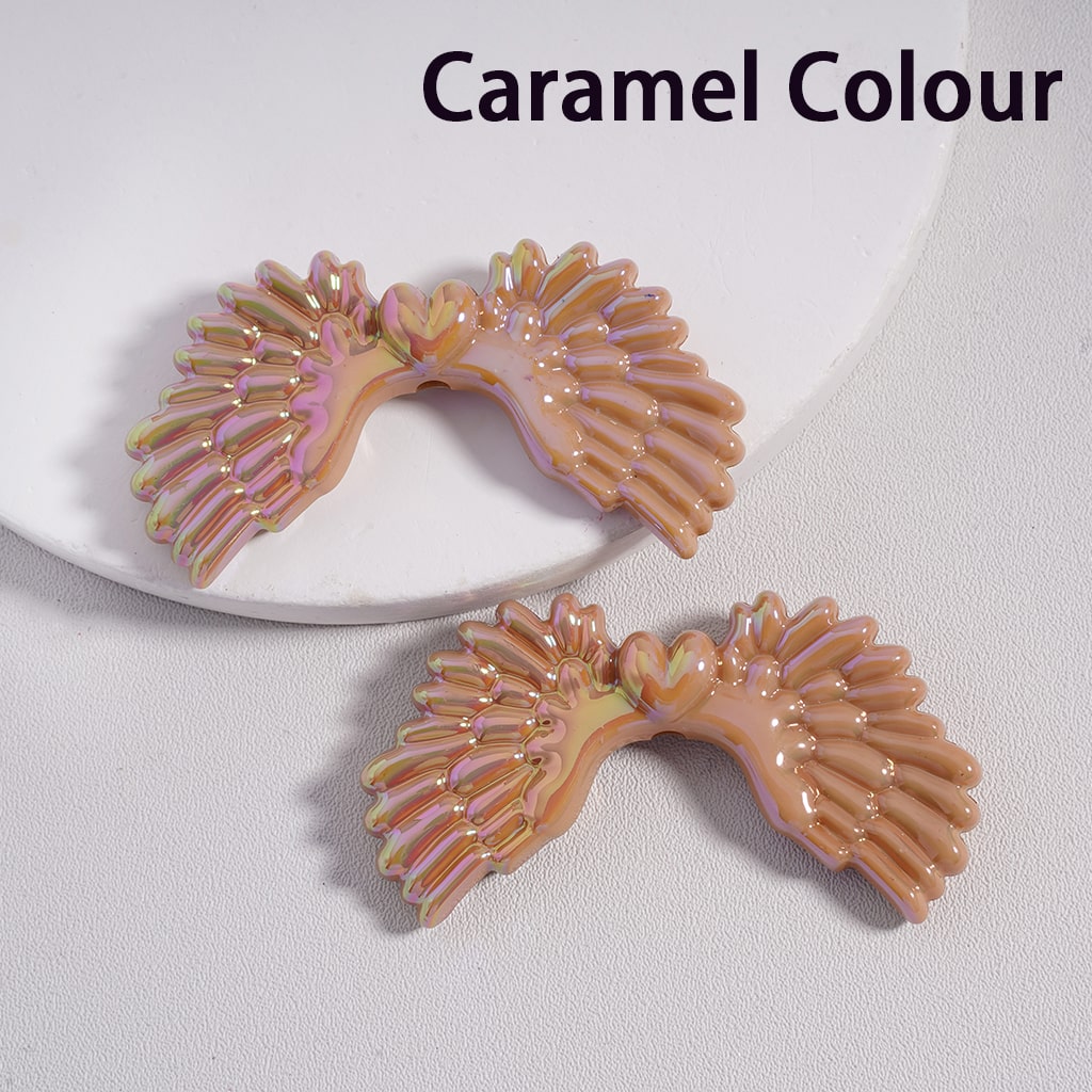 Luminous UV Coated Cute Angel Wings Solid Color, Acrylic Beads 26*53MM Random Mix (Single Color is available for 100pcs(Whole Bag)Only)
