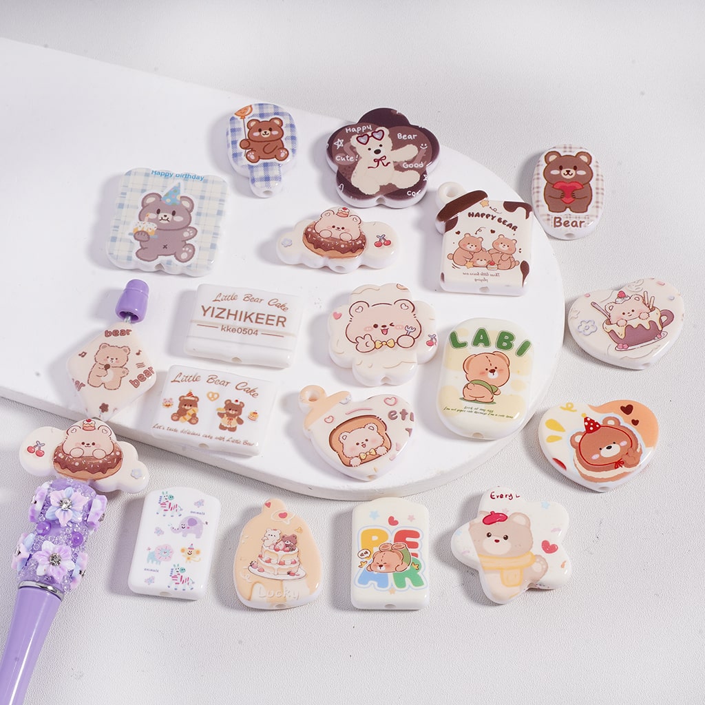Sweet Little Bear Series Different Shape Acrylic Beads Random Mix