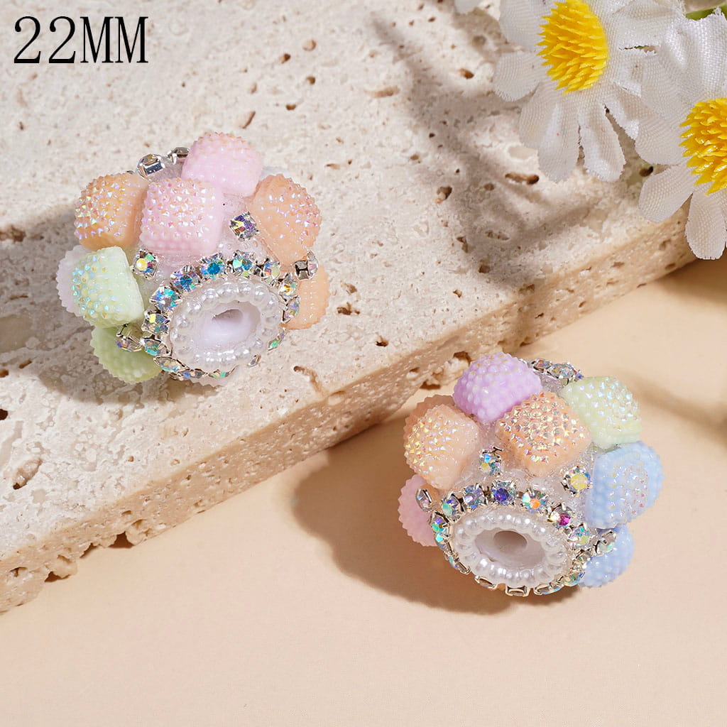 UV-Coated Frosted Square Cube, AB Rhinestone & White Pearl Chains, Handmade Acrylic Beads, 22MM Random Mix