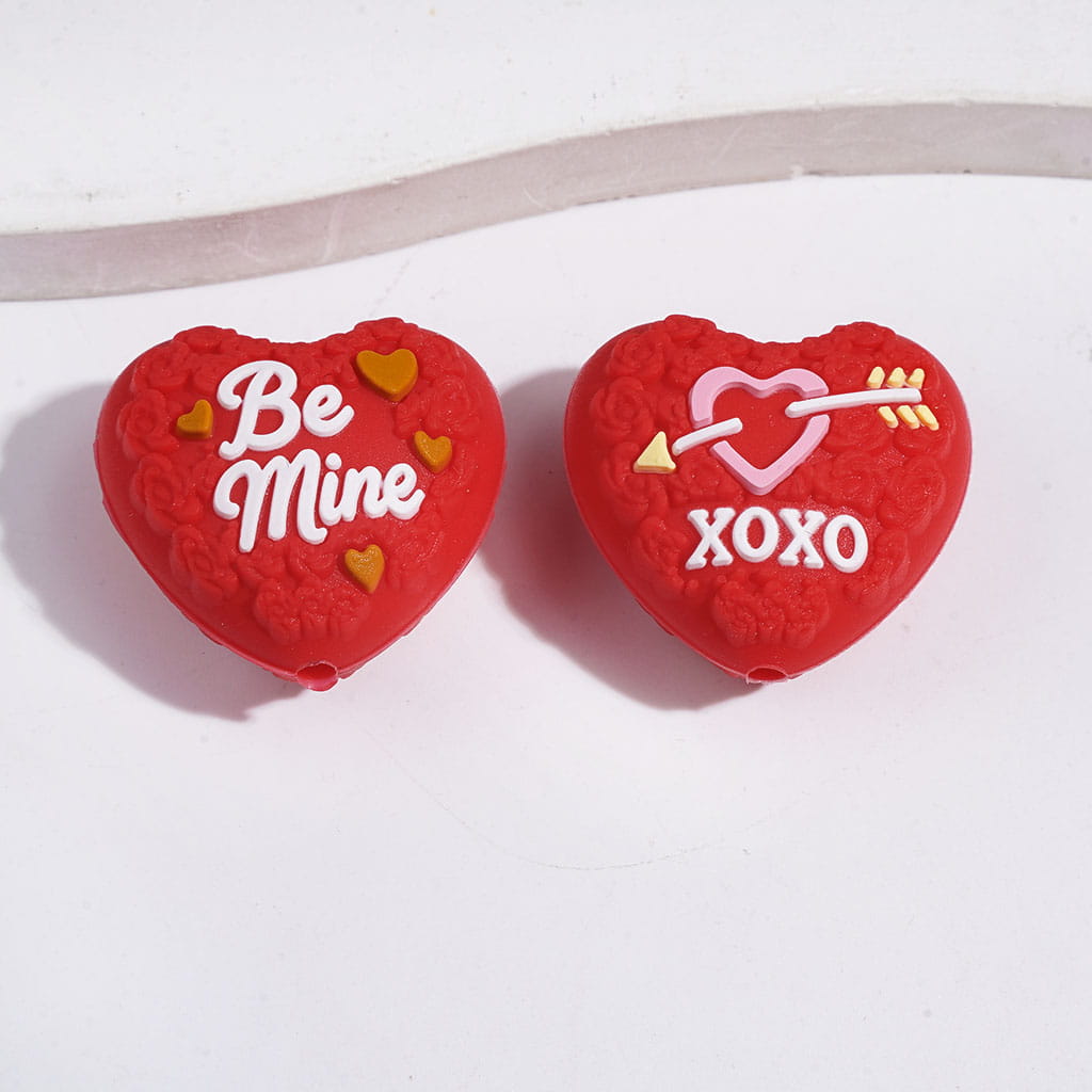 3D Valentine's Day Theme Silicone Focal Beads