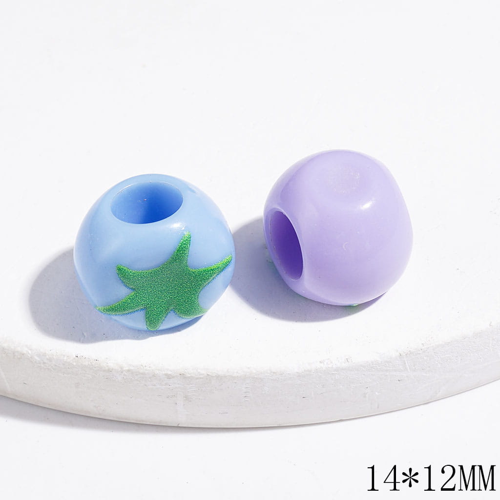 Acrylic Beads Tomato with Green Stem, Big Hole Beads, 14*12MM, Random Mix (The Hole Diameter is Around 6MM)