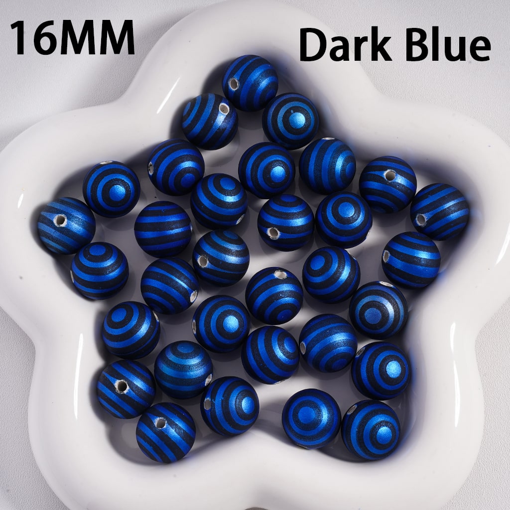 Cute Swirl & Stripe Metallic Christmas Colors Round Acrylic Beads 16mm Random Mix