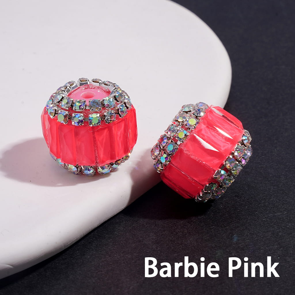 Rectangular Rhinestones and Double-Layer AB Rhinestone Chains in Fluorescent Colors Handmade Acrylic Beads 16MM