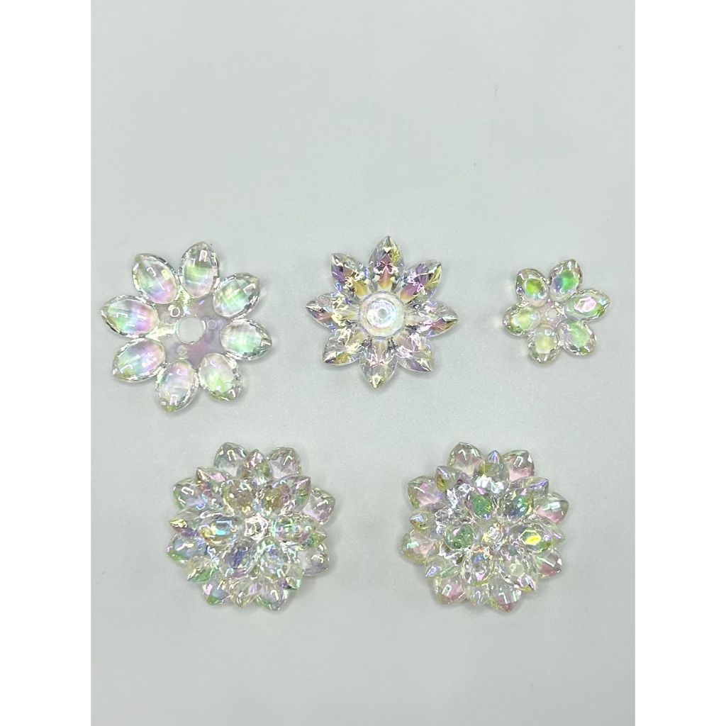 Bling Bling Colorful Translucent Lotus Flower with Shiny Acrylic Beads, Around 23MM-37MM