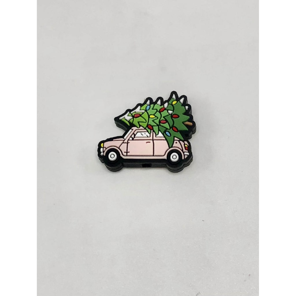 Pink & Red Car Christmas Tree Silicone Focal Beads