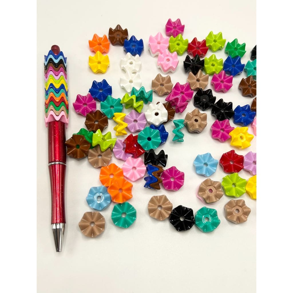 Cute Wave Shape Acrylic Beads, Random Mix Color
