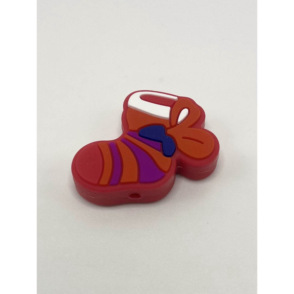 Red Christmas Socks Silicone Focal Beads