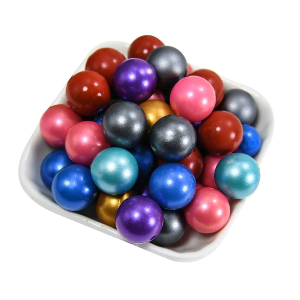 Solid Colored Metallic Finish Opal Silicone Beads 15mm