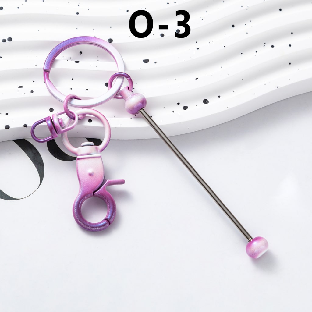 Ombre Metal Beadable Keychains with Bar and Mini Lobster Clasp, New Style for Custom Accessories
