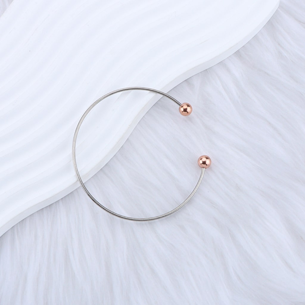 DIY Rose Gold & Gray Beadable Bracelet with Large Round Metal Beads – Custom Jewelry Making Supply