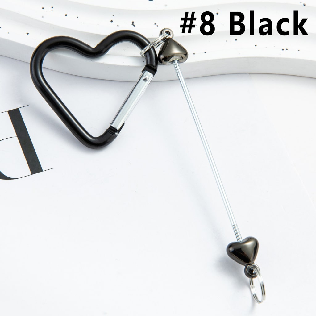DIY Beadable Metal Keychain Heart Shape with Bar in Metallic Colors, Around 132MM