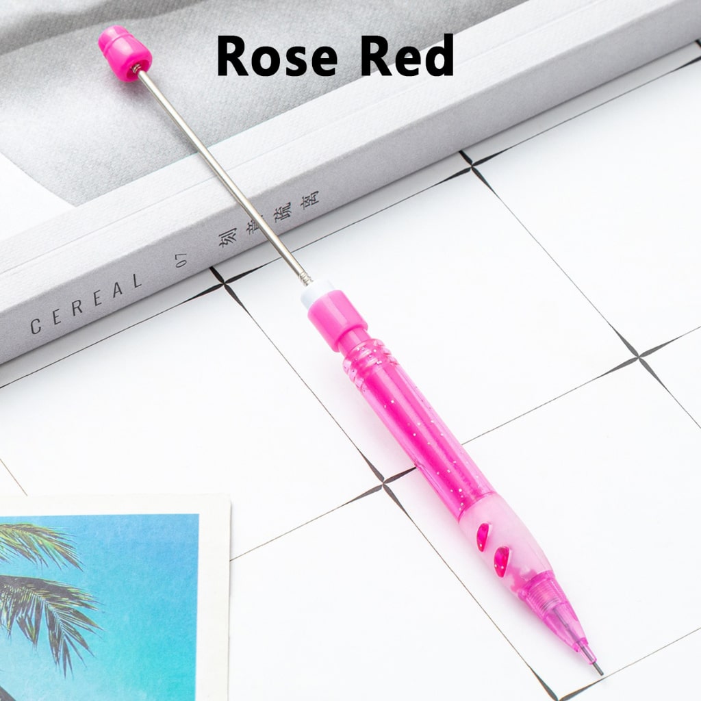 Solid Color Beaded Mechanical Pencils, Stylish Lead Pencils for Writing & Crafts