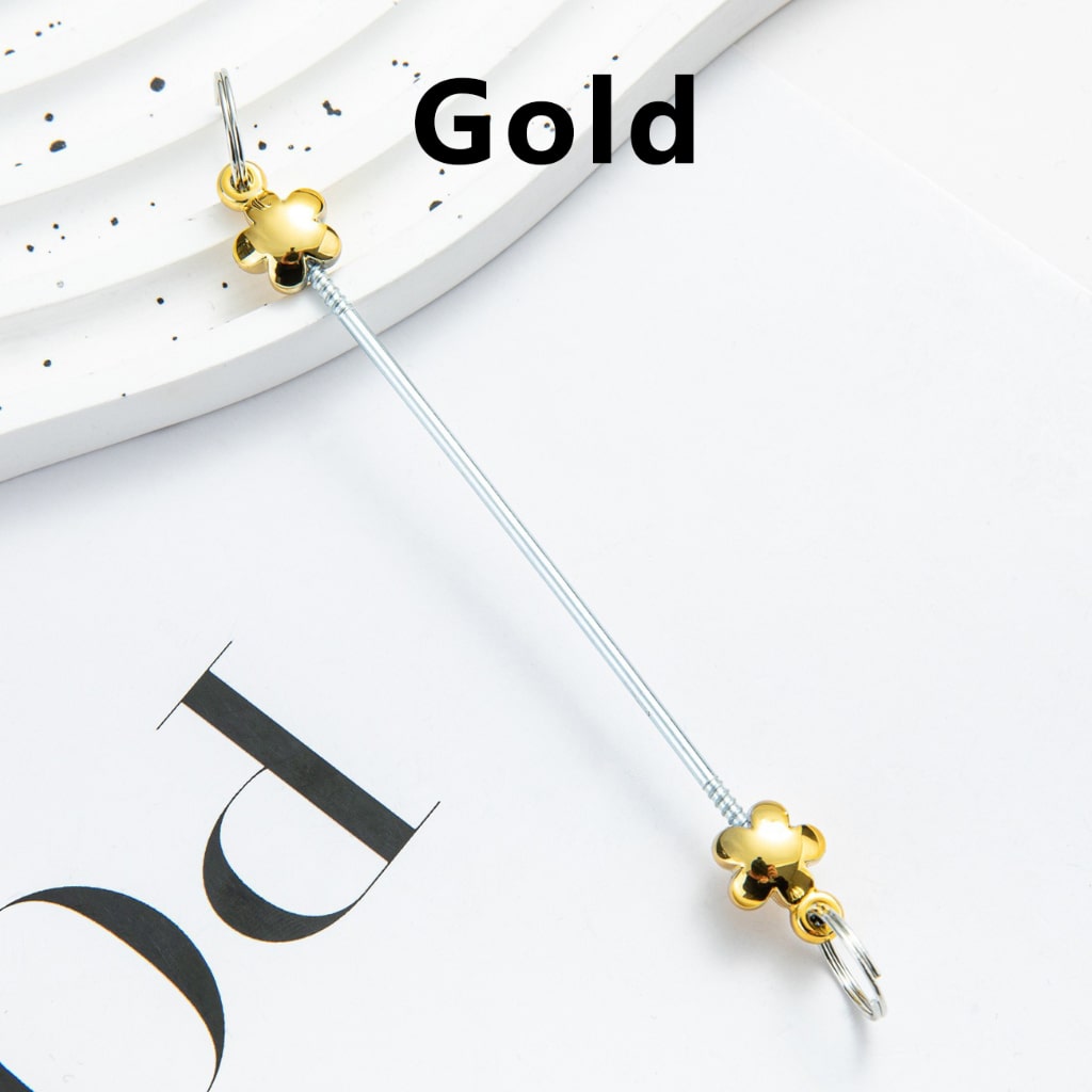 DIY Metal Beadable Keychain Bars with Flower Design for Keychain Accessories, Metallic Colors, 89MM