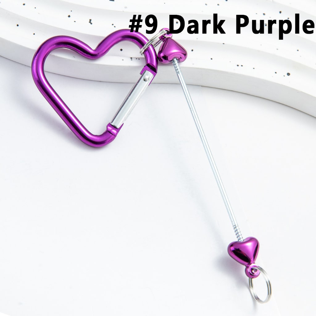 DIY Beadable Metal Keychain Heart Shape with Bar in Metallic Colors, Around 132MM