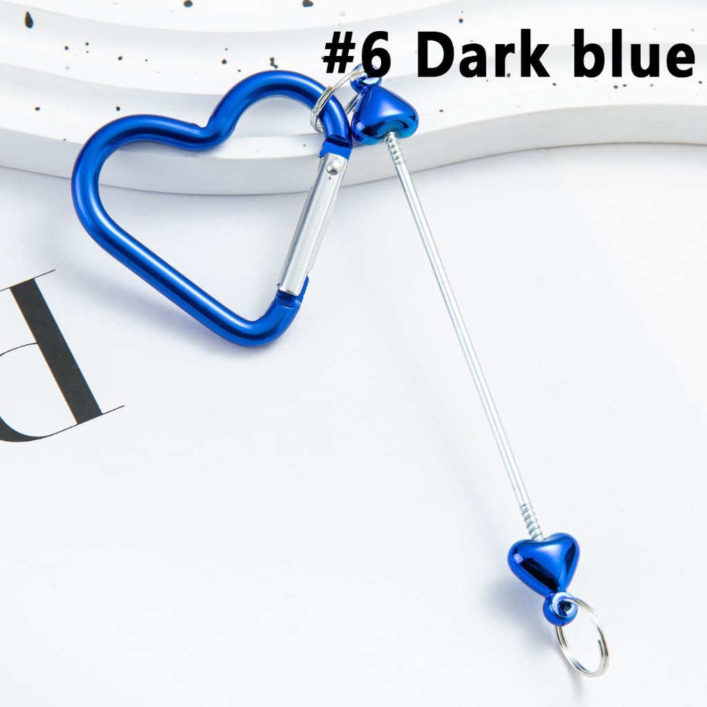 DIY Beadable Metal Keychain Heart Shape with Bar in Metallic Colors, Around 132MM