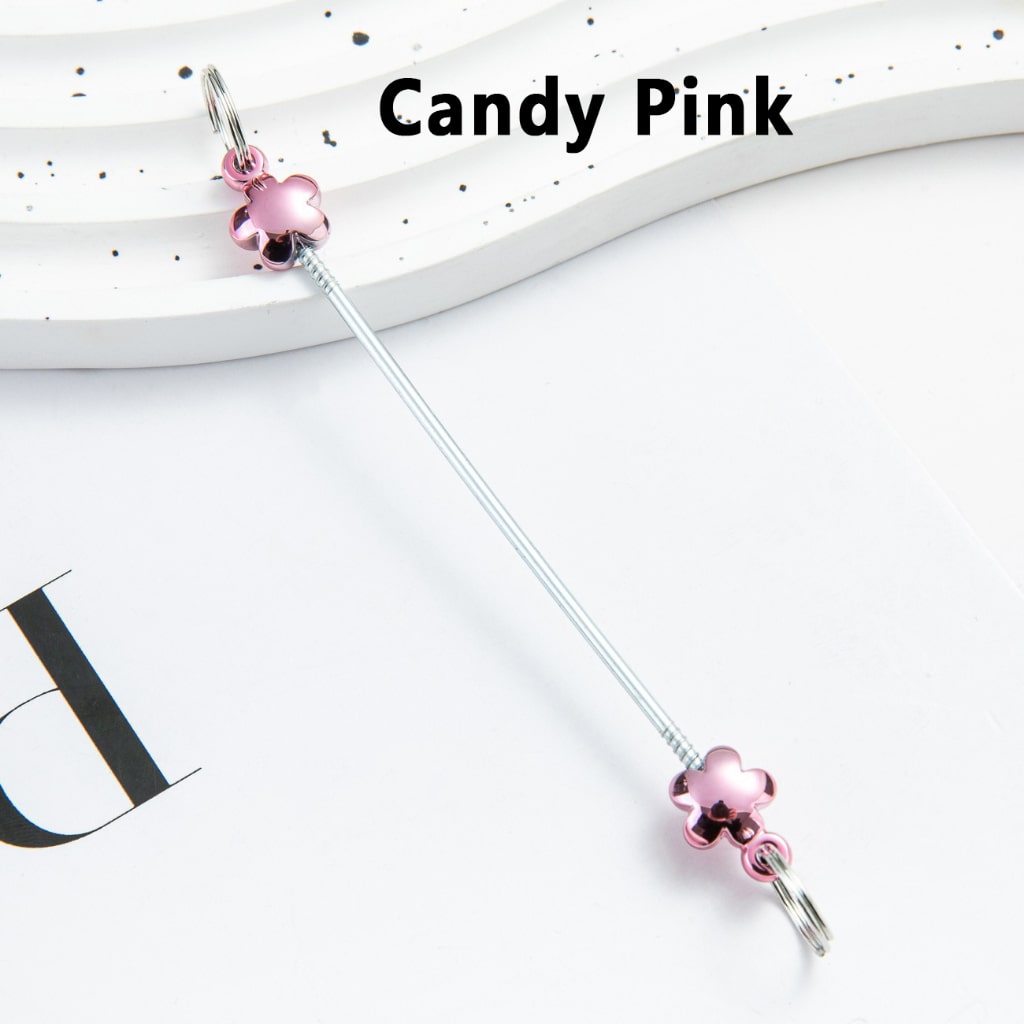 DIY Metal Beadable Keychain Bars with Flower Design for Keychain Accessories, Metallic Colors, 89MM