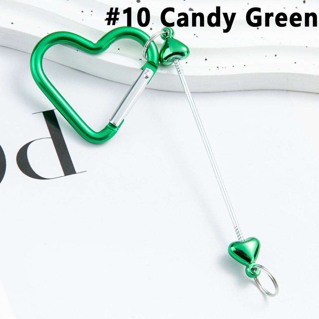 DIY Beadable Metal Keychain Heart Shape with Bar in Metallic Colors, Around 132MM