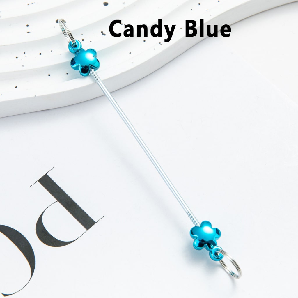 DIY Metal Beadable Keychain Bars with Flower Design for Keychain Accessories, Metallic Colors, 89MM