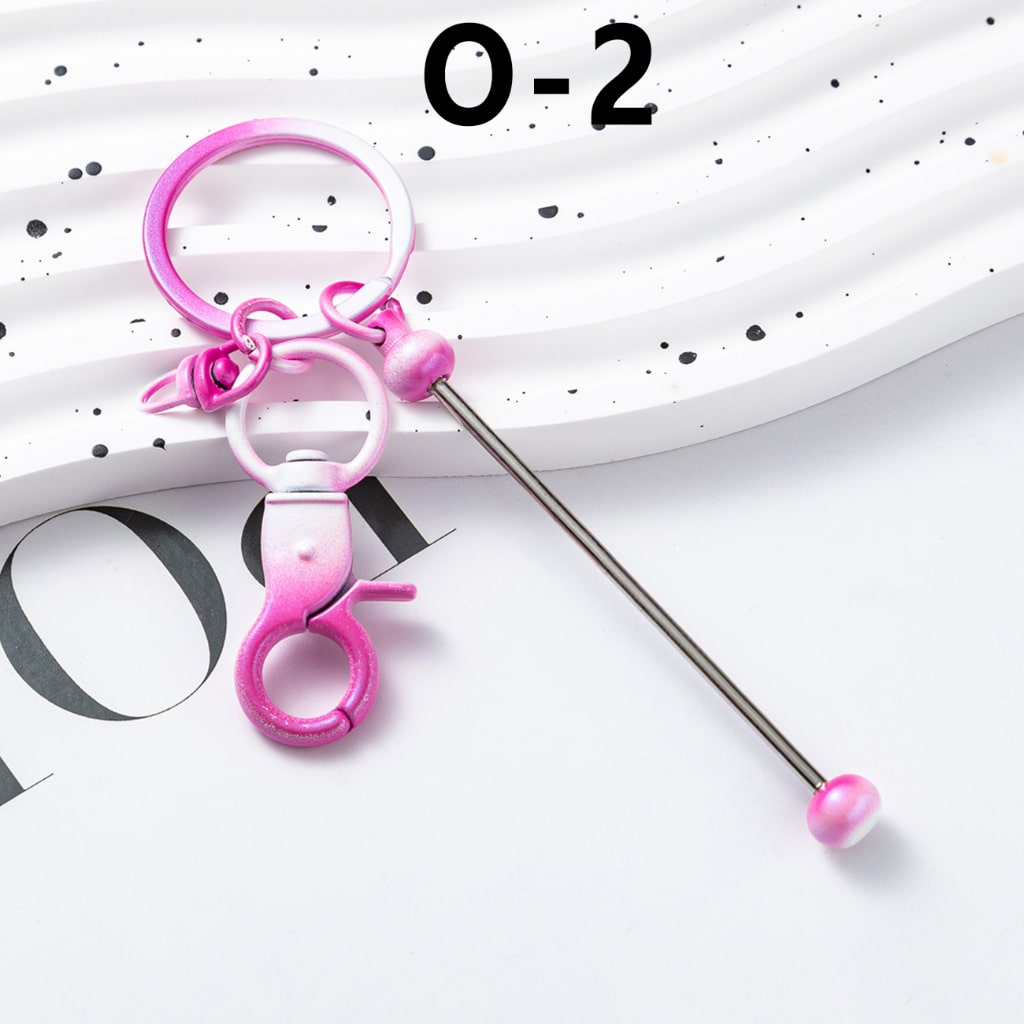 Ombre Metal Beadable Keychains with Bar and Mini Lobster Clasp, New Style for Custom Accessories