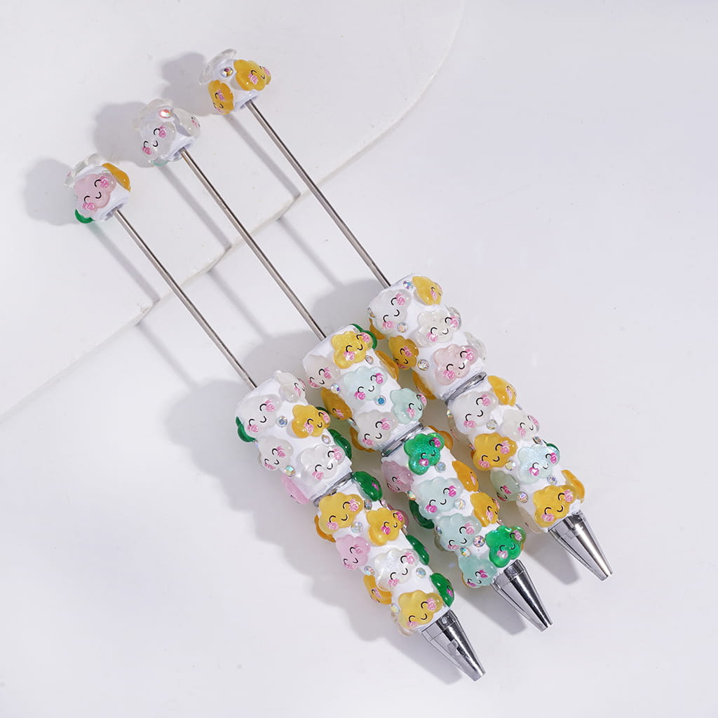 Cute Smiling Cloud Sparkle and AB Rhinestones Beadable Clay Pens