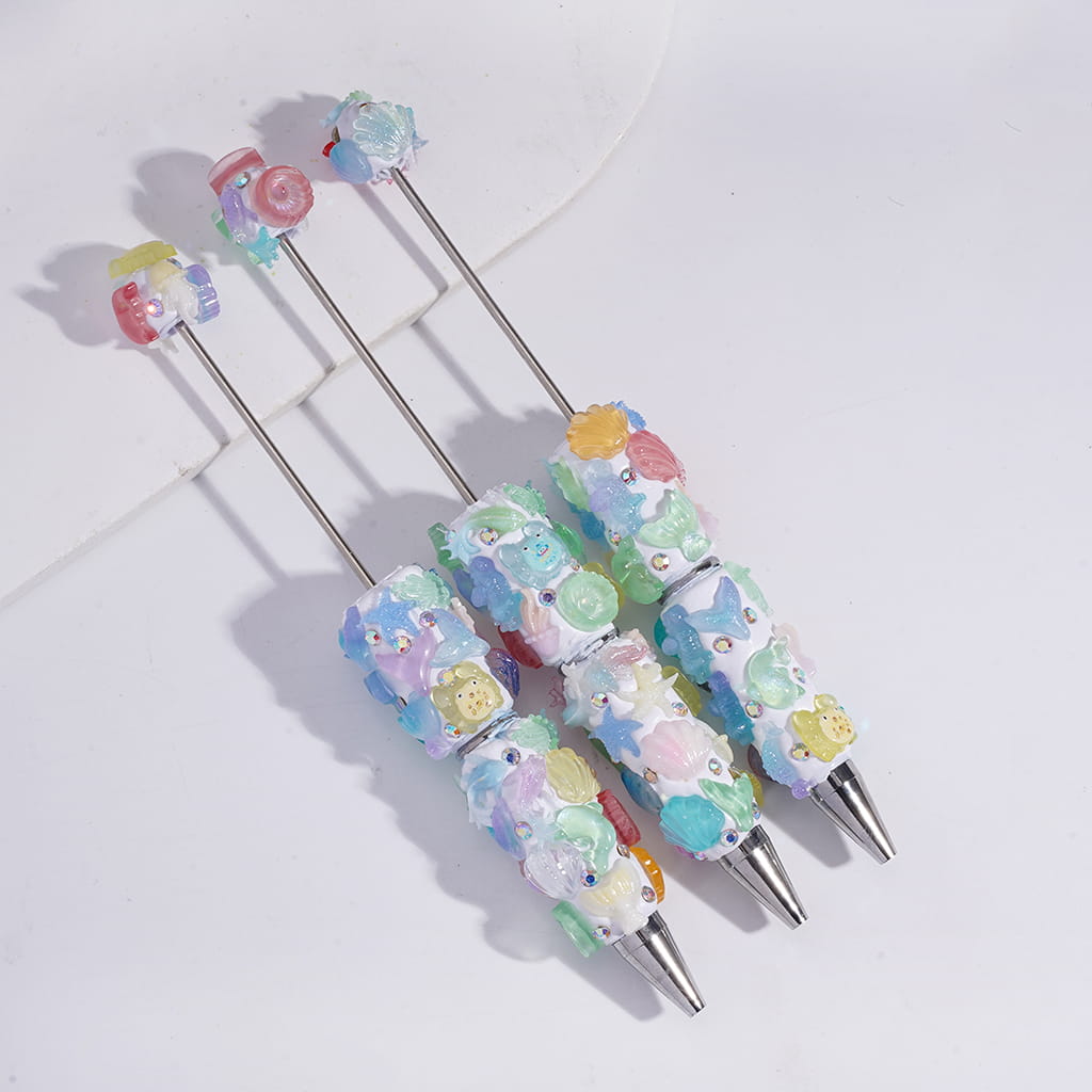 Glittery Sea Creatures Series and AB Rhinestones Beadable Clay Pens