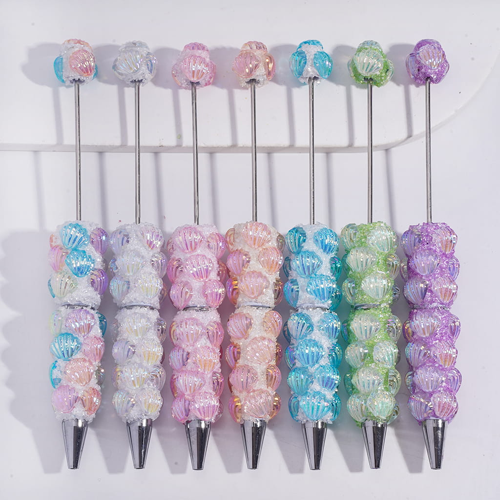 Dazzling Sea Shell and Broken Rhinestones Covered Beadable Sugar Pens, Random Mixns with Dazzling Sea Shell and Broken Rhinestones Covered the Entire Pens, Random Mix