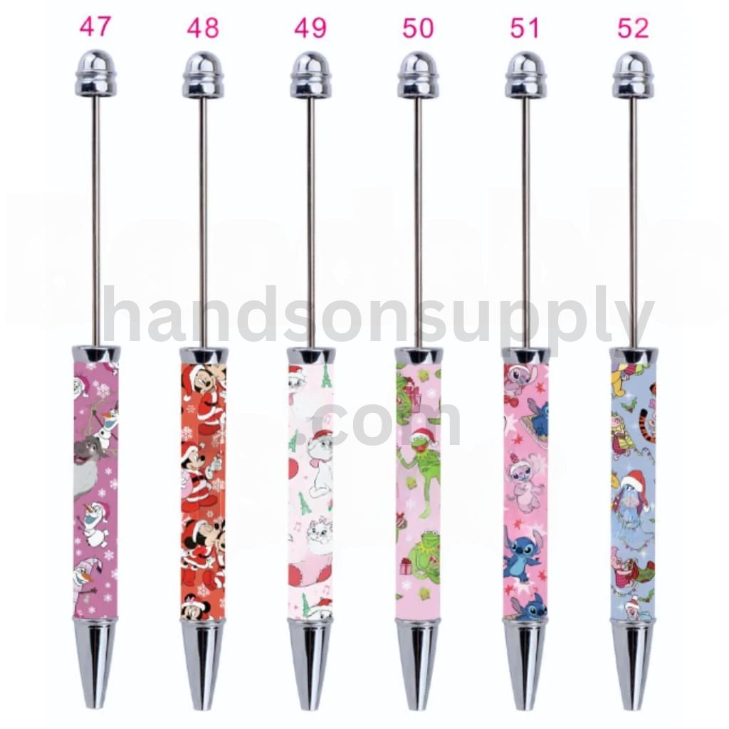 New Style DIY Plastic Beadable Pens with Colorful Cartoon Prints