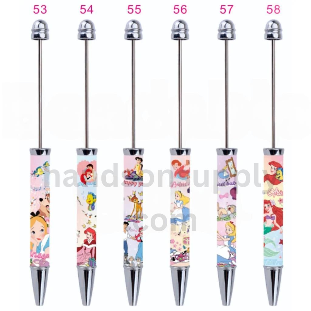 New Style DIY Plastic Beadable Pens with Colorful Cartoon Prints